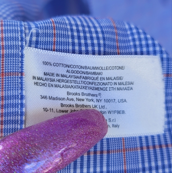 Brooks Brothers Blue Red Plaid The Original Polo Shirt Non Iron Button Down XL - Picture 3 of 10